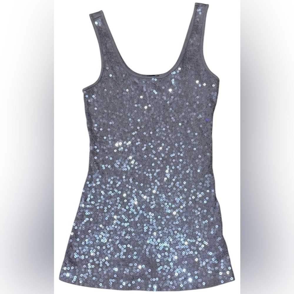 Express Brand Light Tan Brown Neutral Sequin Tank Top in Small